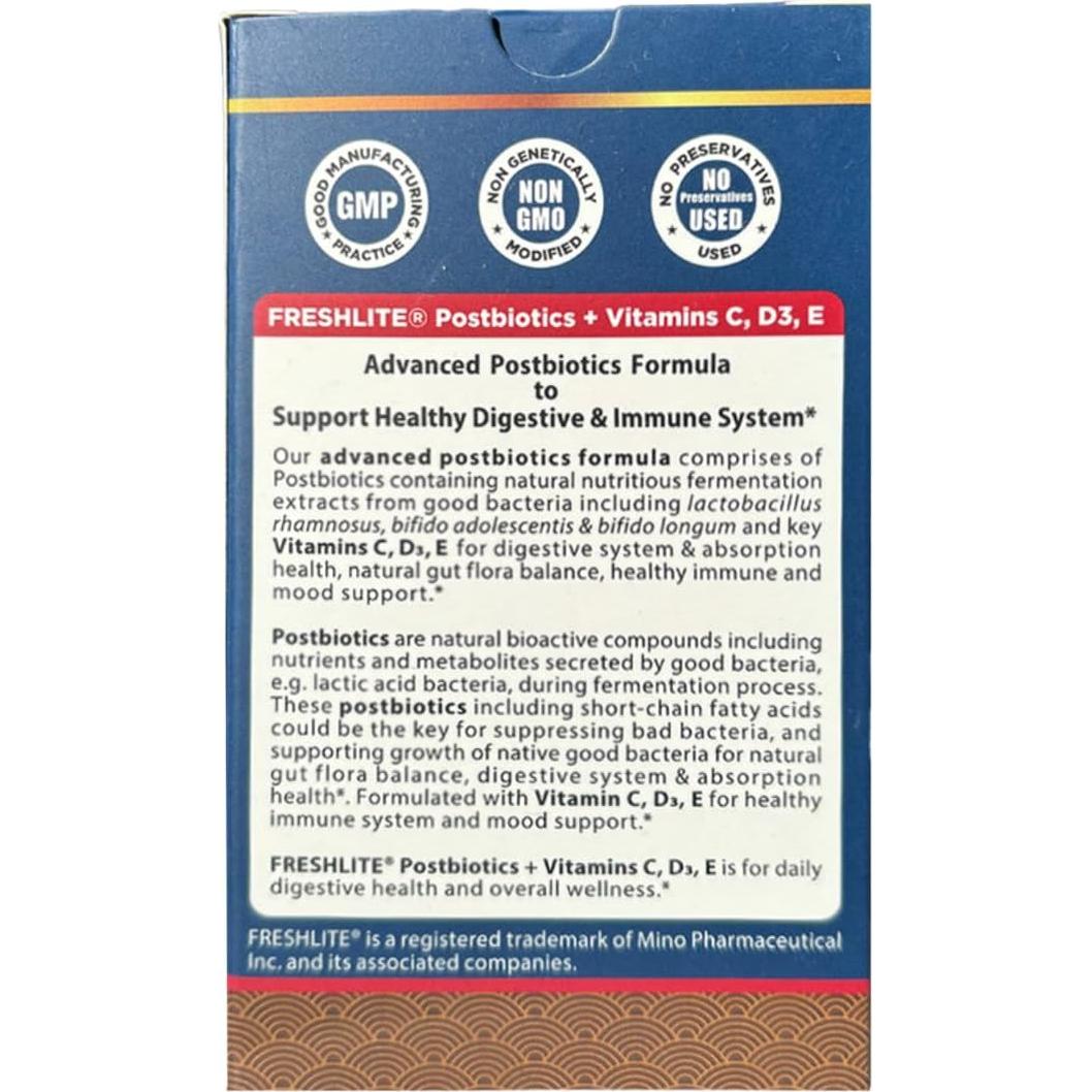FRESHLITE Postbioticos Veganos para Salud Digestiva 60 Cápsulas