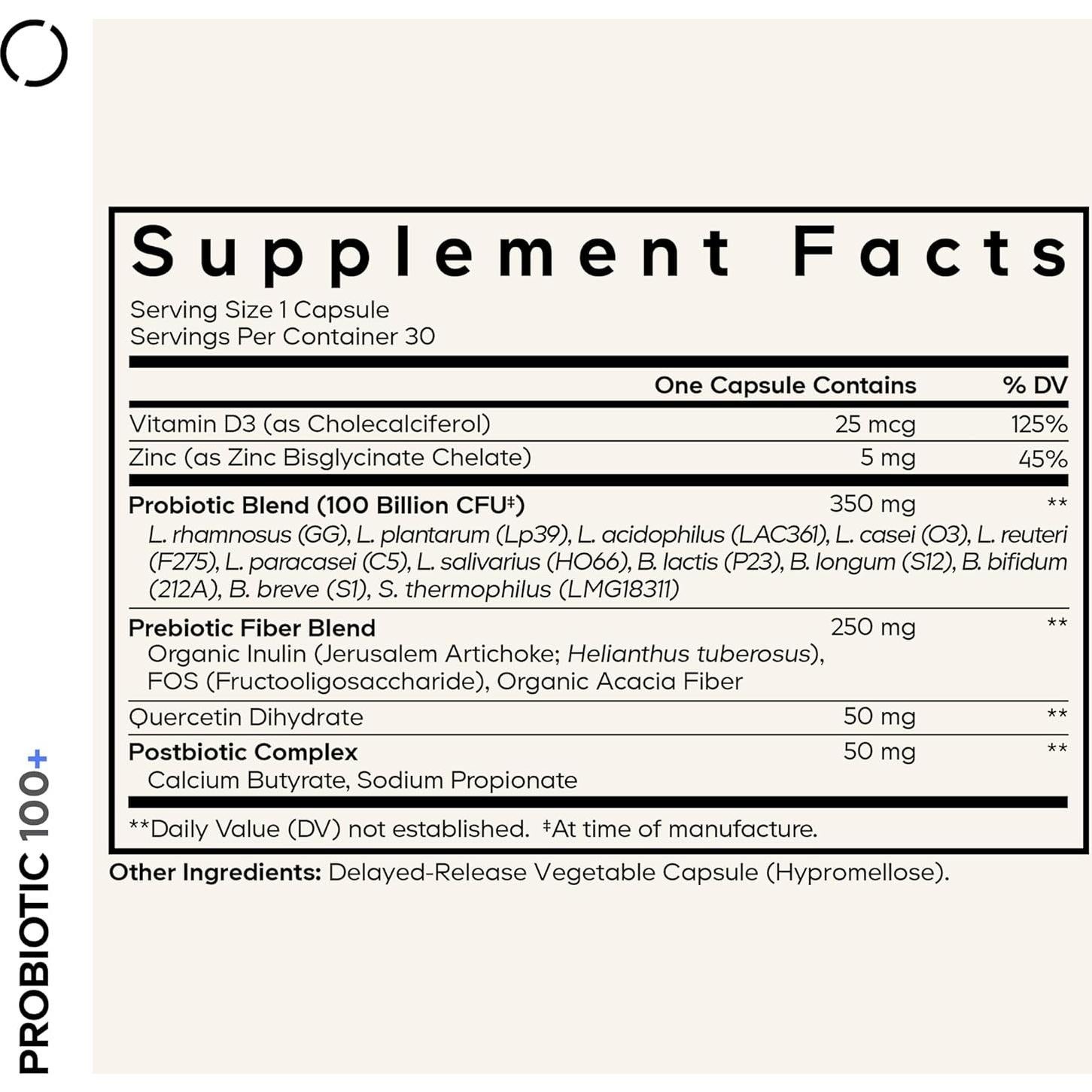 Suplemento Probiotico Codeage Probiotic+ 100 Mil UFC 30 Cápsulas