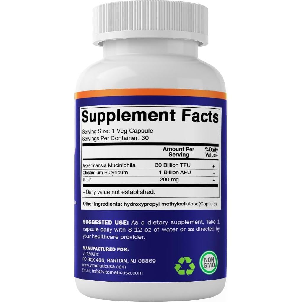 Probiotico Vegano Vitamatic 30 Mil Millones Akkermansia