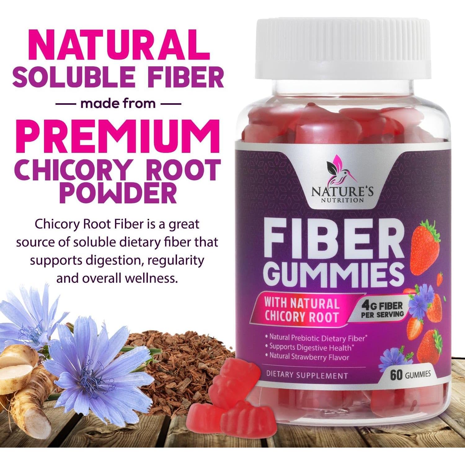 Gomitas de Fibra 4g Nature's Nutrition - Suplemento Digestivo Vegano 60 Unidades