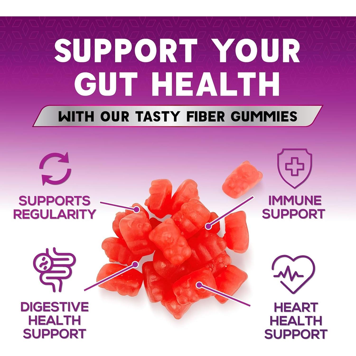 Gomitas de Fibra 4g Nature's Nutrition - Suplemento Digestivo Vegano 60 Unidades