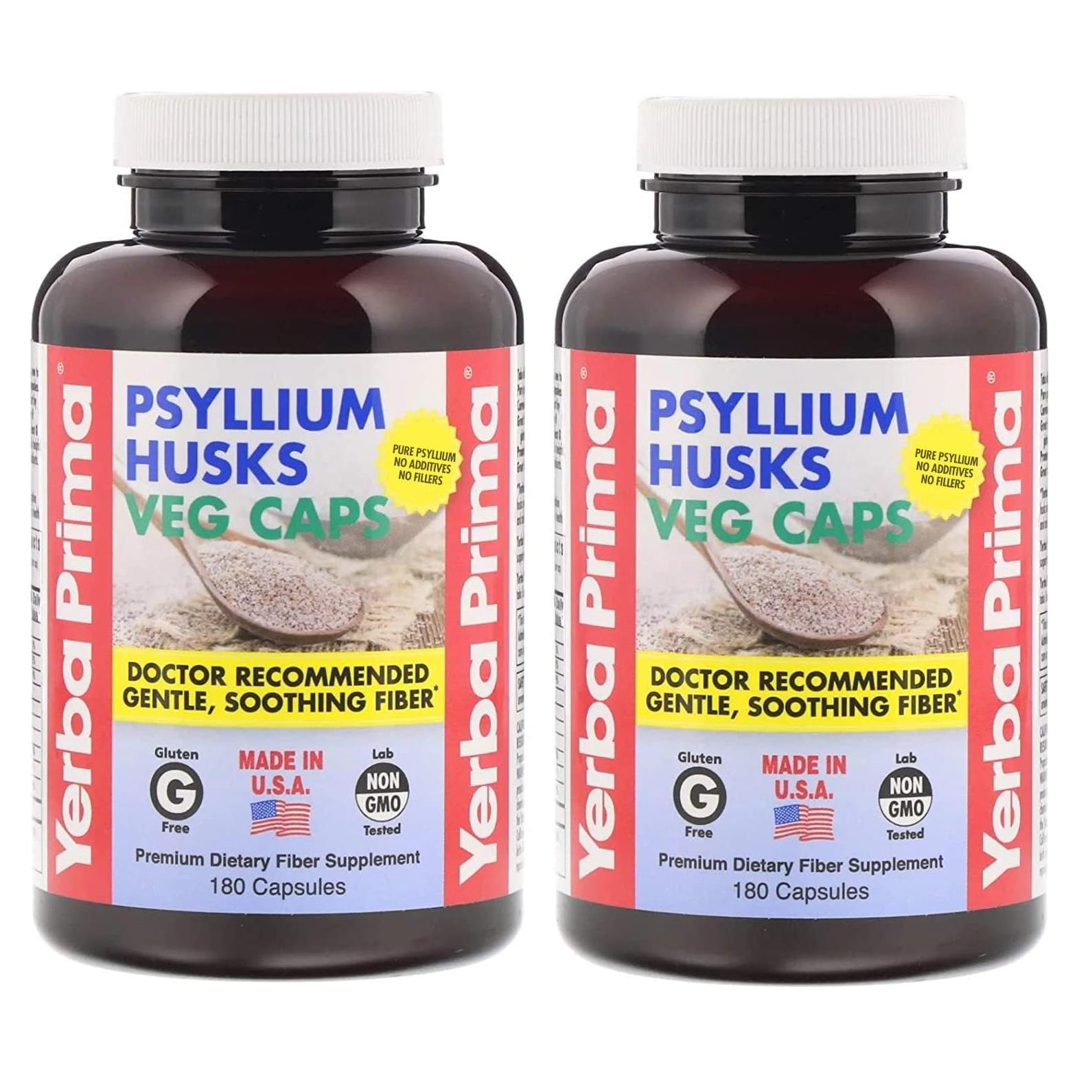 Cápsulas de Fibra de Psyllium Yerba Prima - 180 Unidades