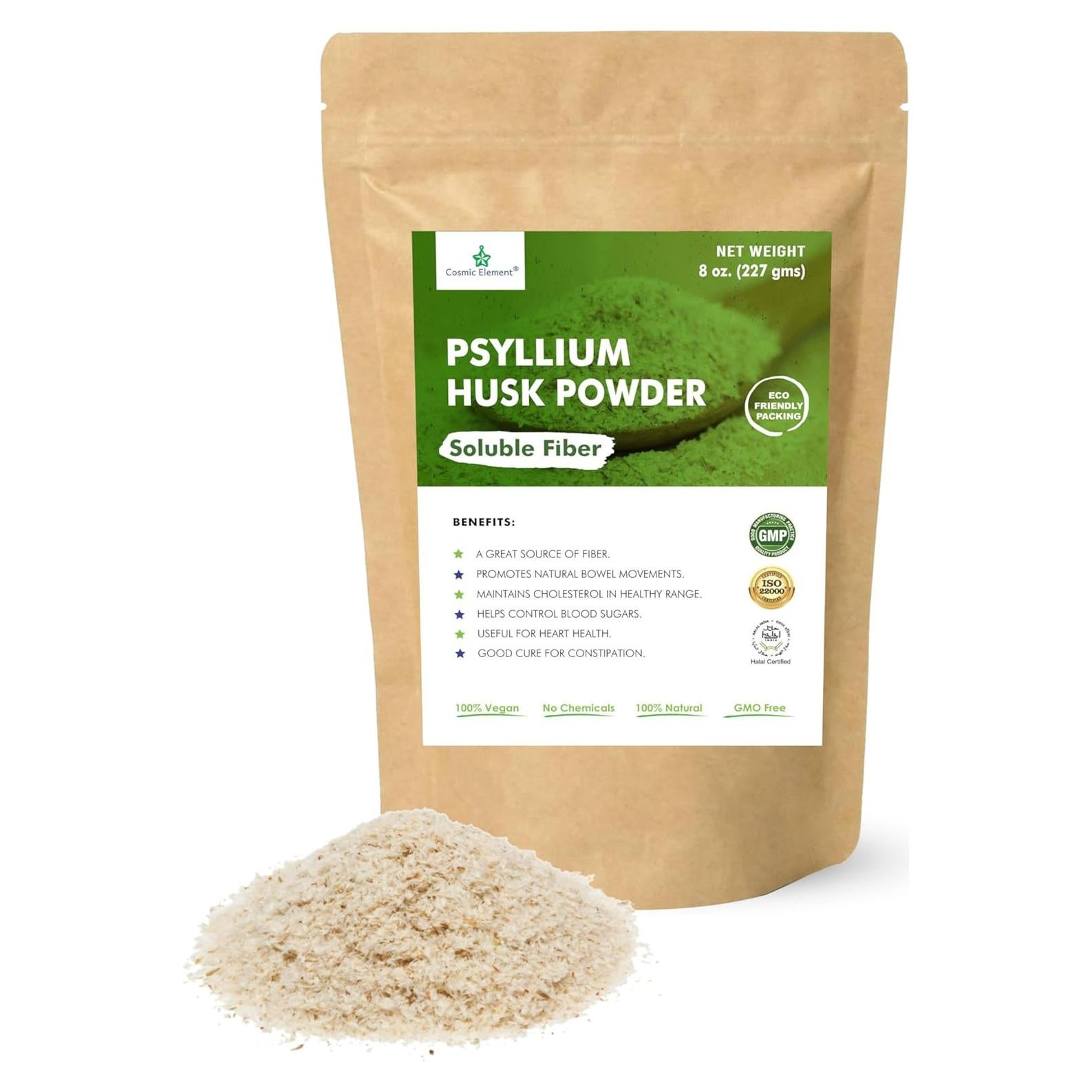 Polvo de Cáscara de Psyllium Orgánico Elemento Cósmico 226.8 g