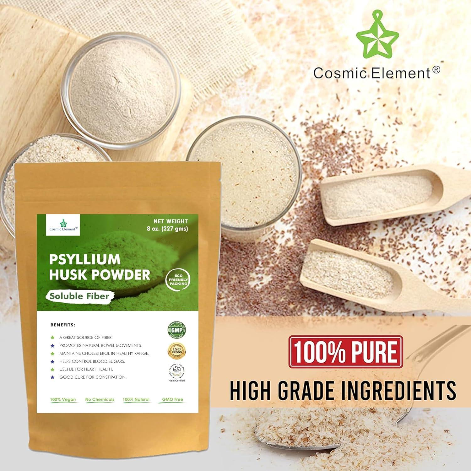 Polvo de Cáscara de Psyllium Orgánico Elemento Cósmico 226.8 g