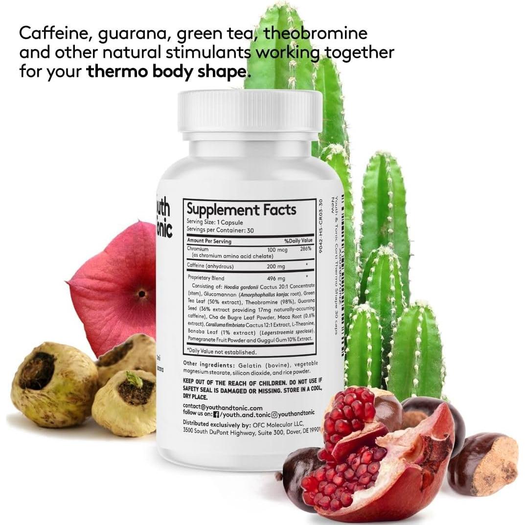 Suplemento Termogénico Youth & Tonic 30 Cápsulas Energía y Metabolismo