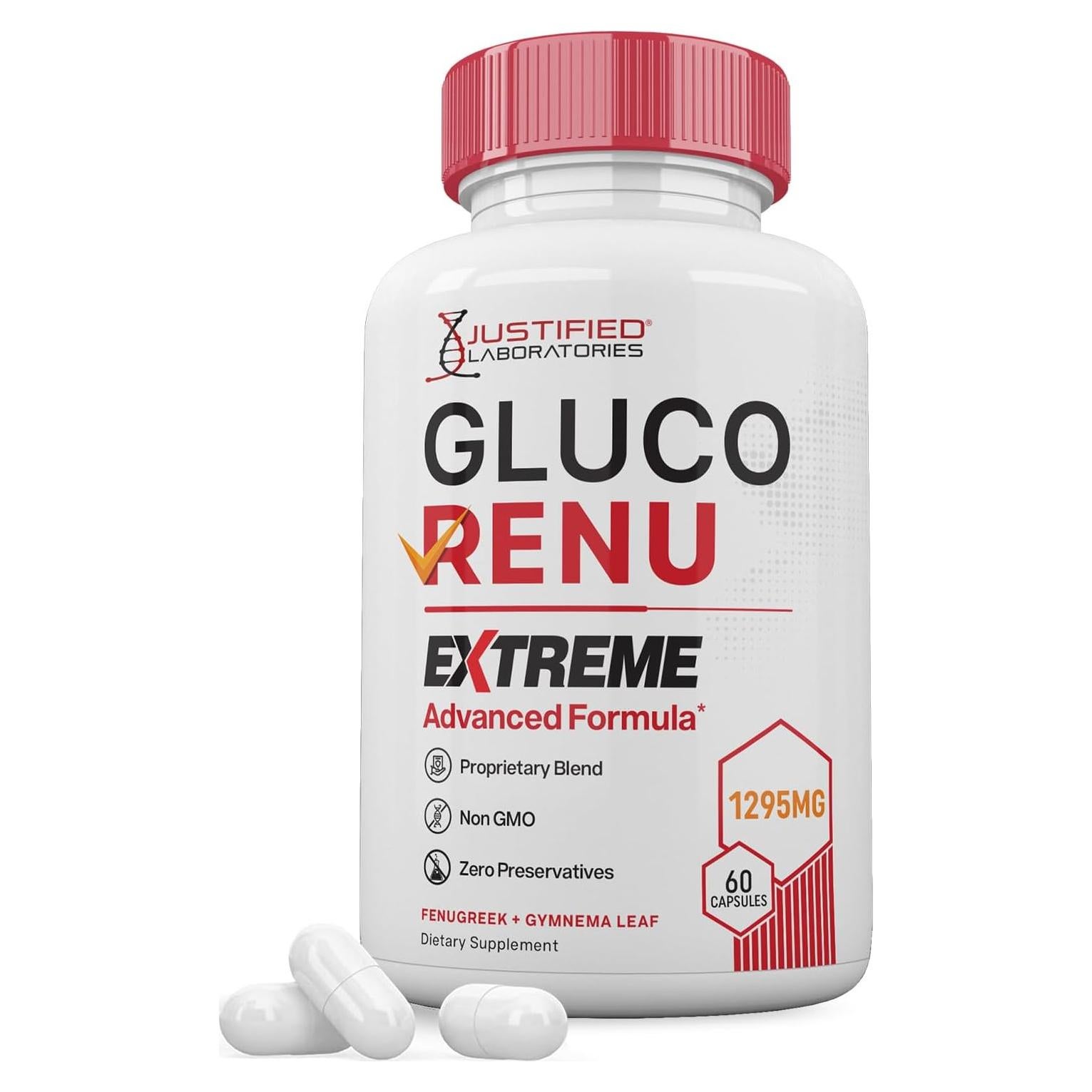 Gluco Renu Extreme 1295mg - Suplemento de Glucógeno 60 Cápsulas