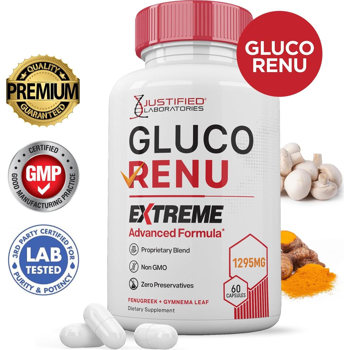Gluco Renu Extreme 1295mg - Suplemento de Glucógeno 60 Cápsulas