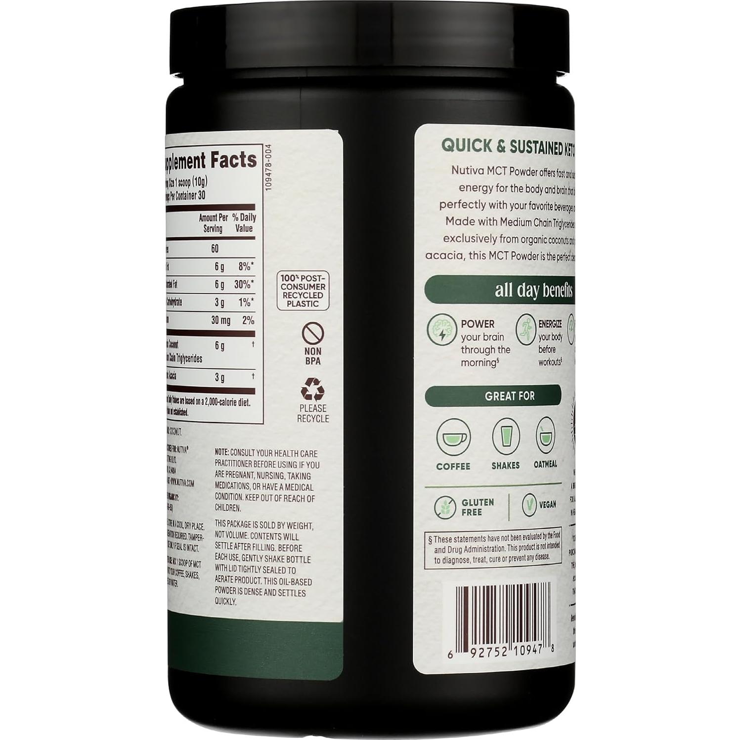 Nutiva Polvo de MCT Orgánico Clásico 300 g - Keto y Vegano