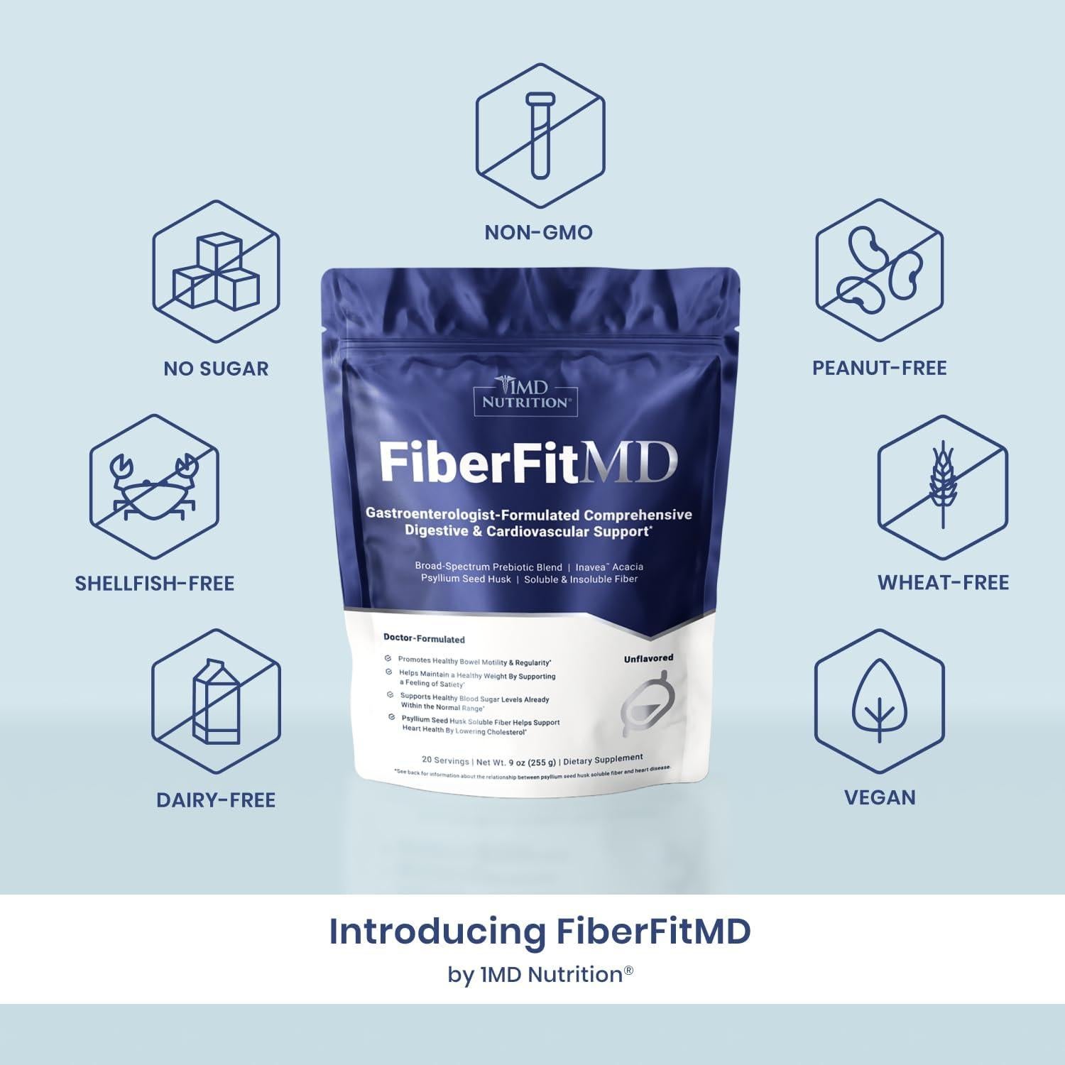 Suplemento de Fibra 1MD Nutrition FiberFitMD - 30 días