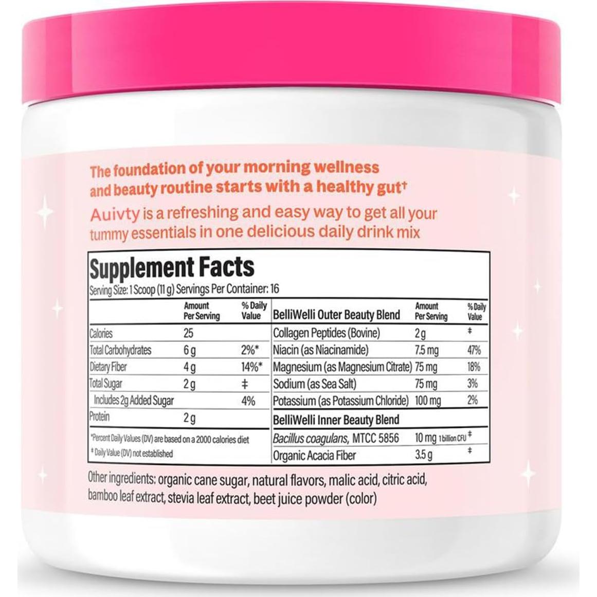 Polvo de Fibra Diaria Auivty con Probioticos y Colageno 16 Porciones