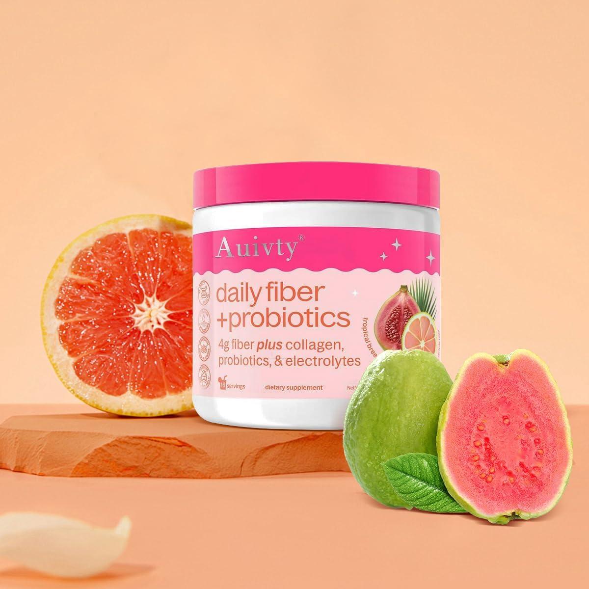 Polvo de Fibra Diaria Auivty con Probioticos y Colageno 16 Porciones