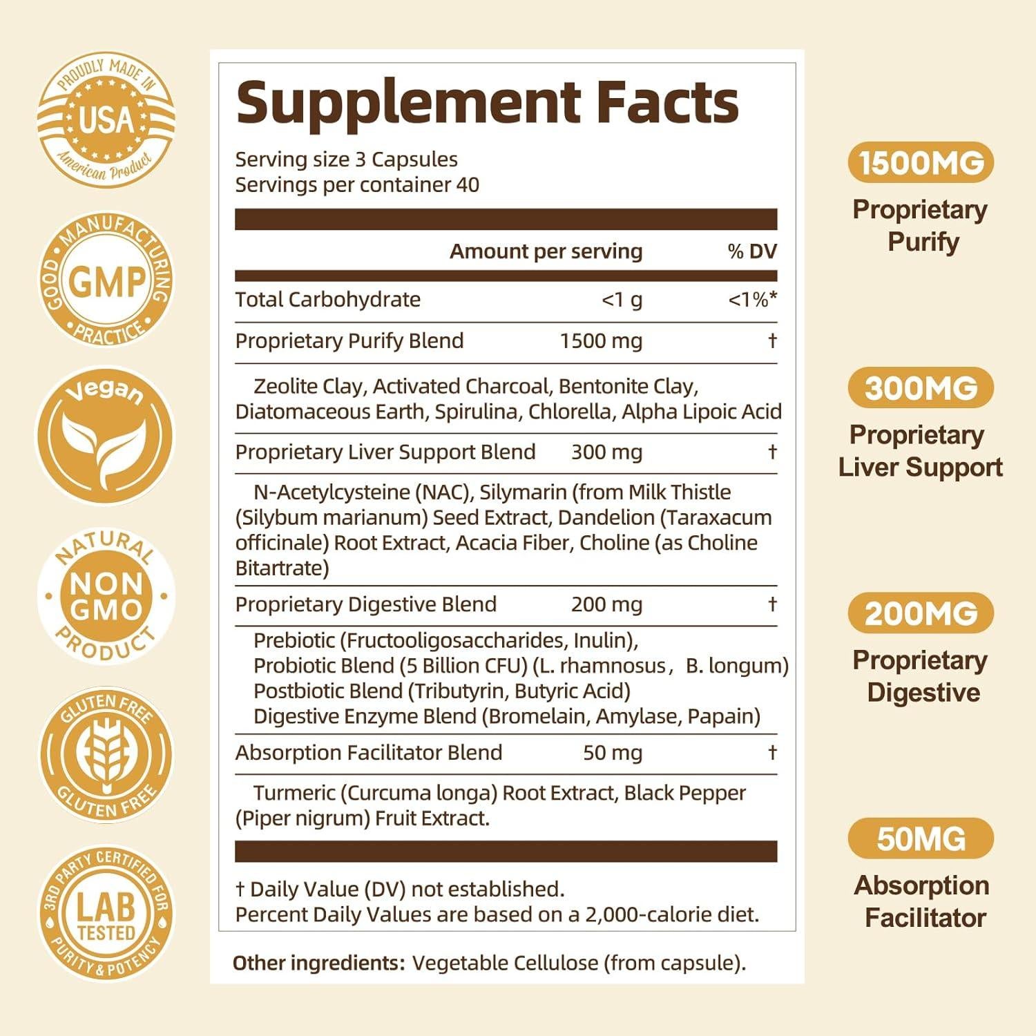 Suplemento Detox Totaria 2000MG - 120 Cápsulas Naturales