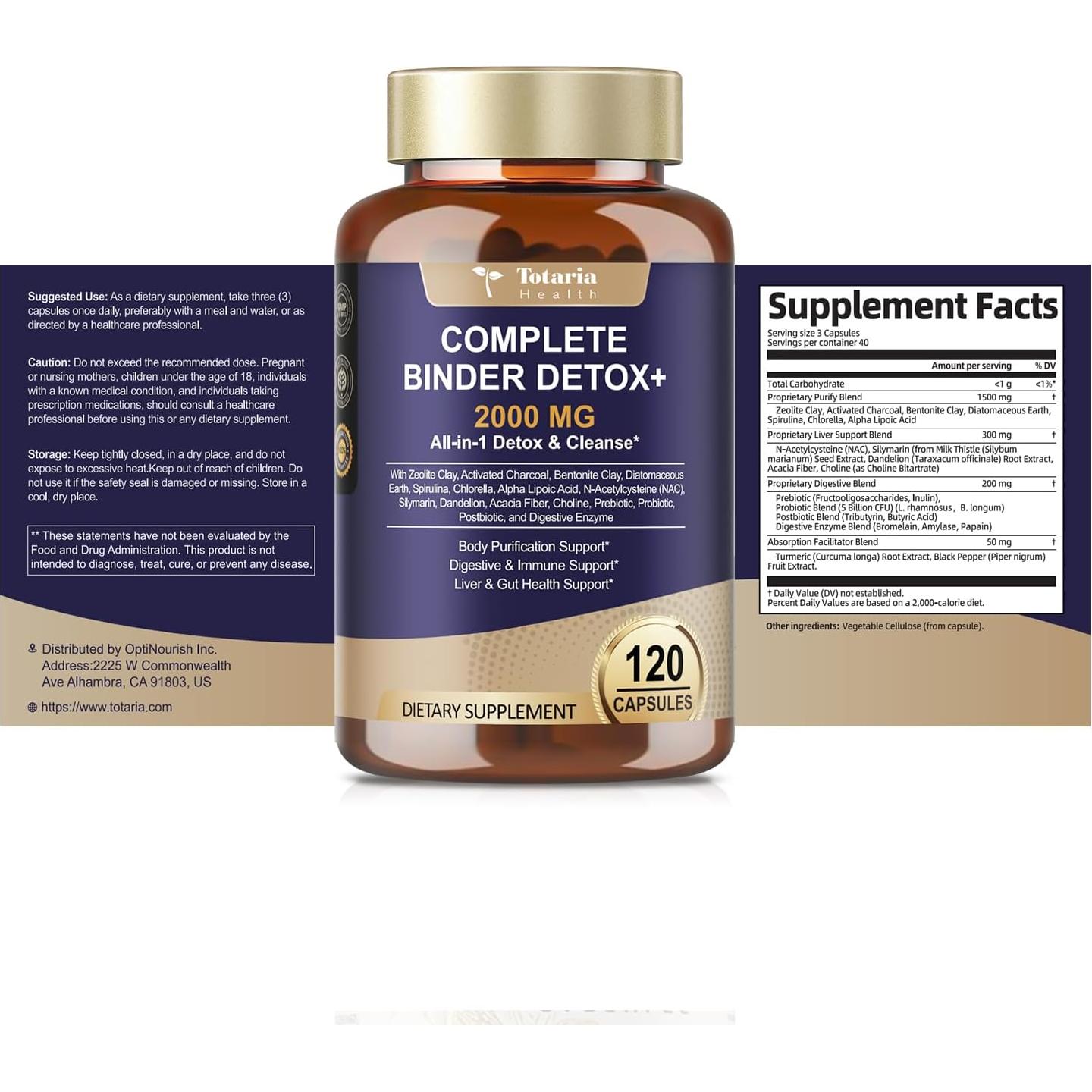 Suplemento Detox Totaria 2000MG - 120 Cápsulas Naturales