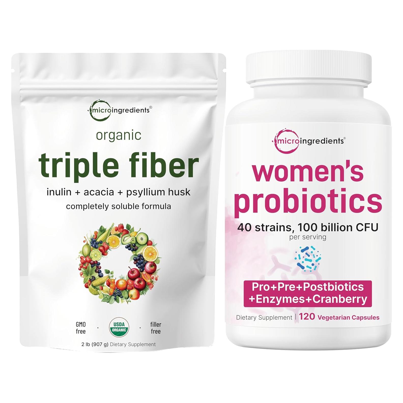 Micro Ingredients Fibra Orgánica y Probioticos Veganos 100 Mil CFU