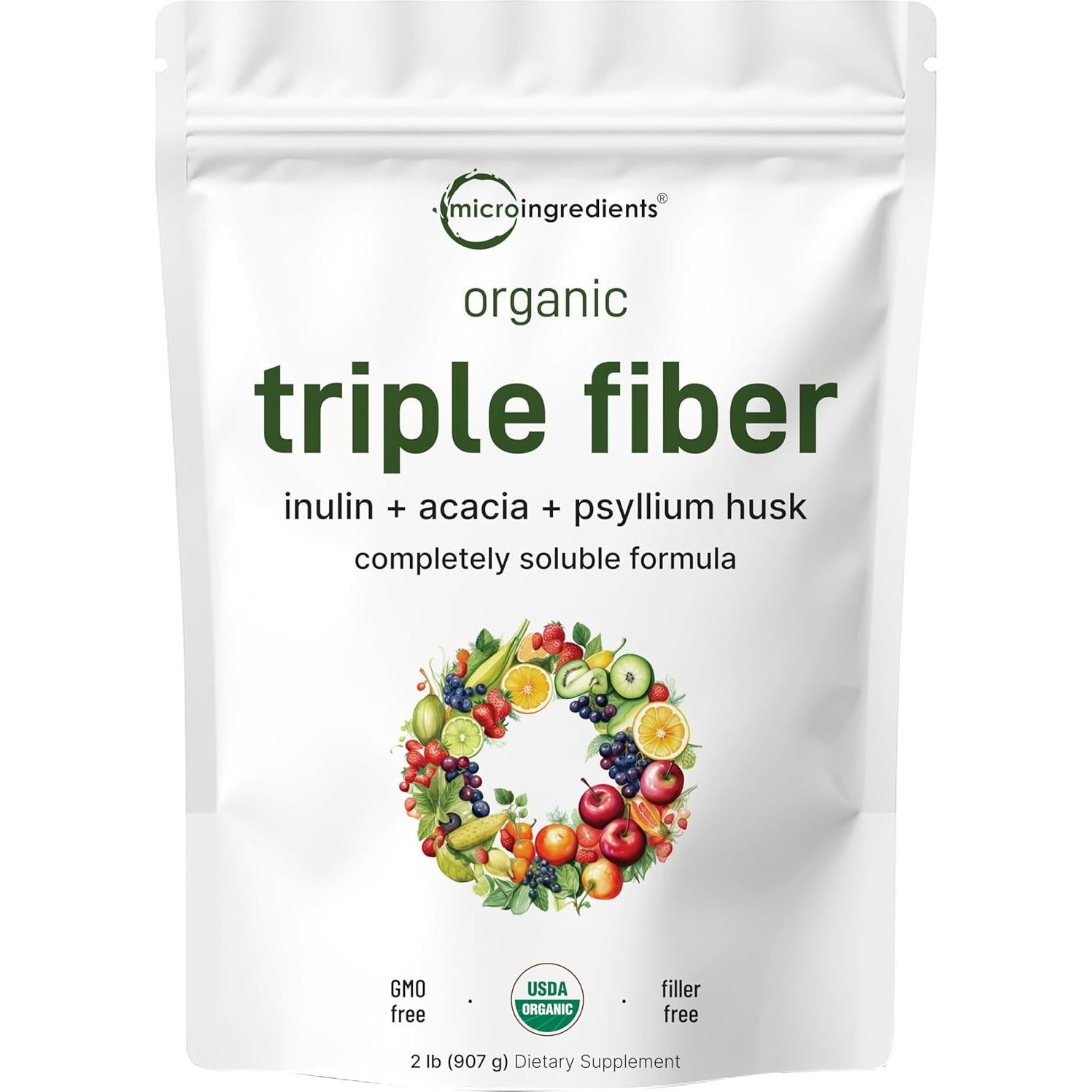 Micro Ingredients Fibra Orgánica y Probioticos Veganos 100 Mil CFU