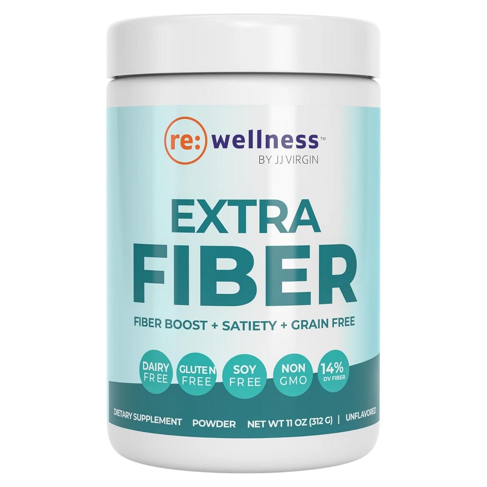 Reignite Wellness by JJ Virgin | Extra Fiber | 12 Fiber Powder Supplement with Psyllium Husk, Pectin, Flax, Cranberry Seed & More | Supports Gut Health | 60 Servings