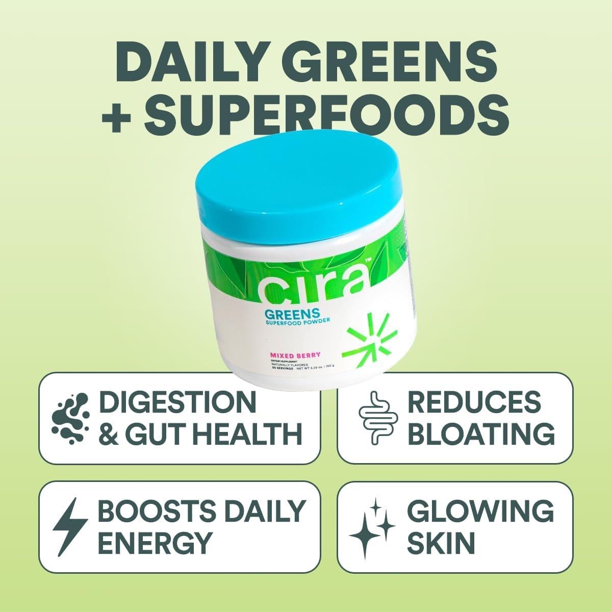 Cira Daily Greens - Polvo de Superalimento Frutos Rojos 30 Porciones