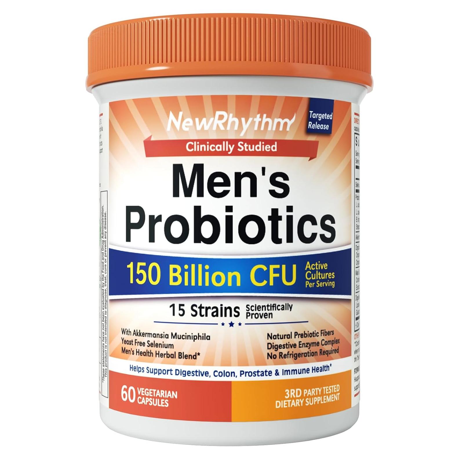 Probioticos NewRhythm para Hombres 150 Mil Millones CFU 60 Capsulas