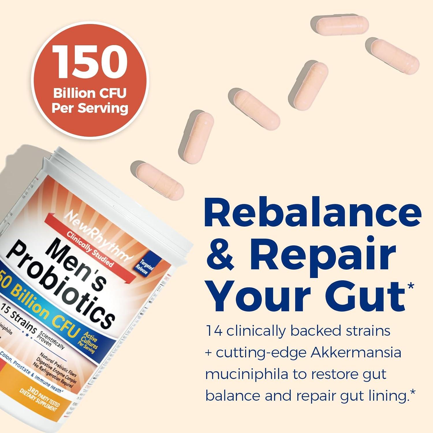 Probioticos NewRhythm para Hombres 150 Mil Millones CFU 60 Capsulas