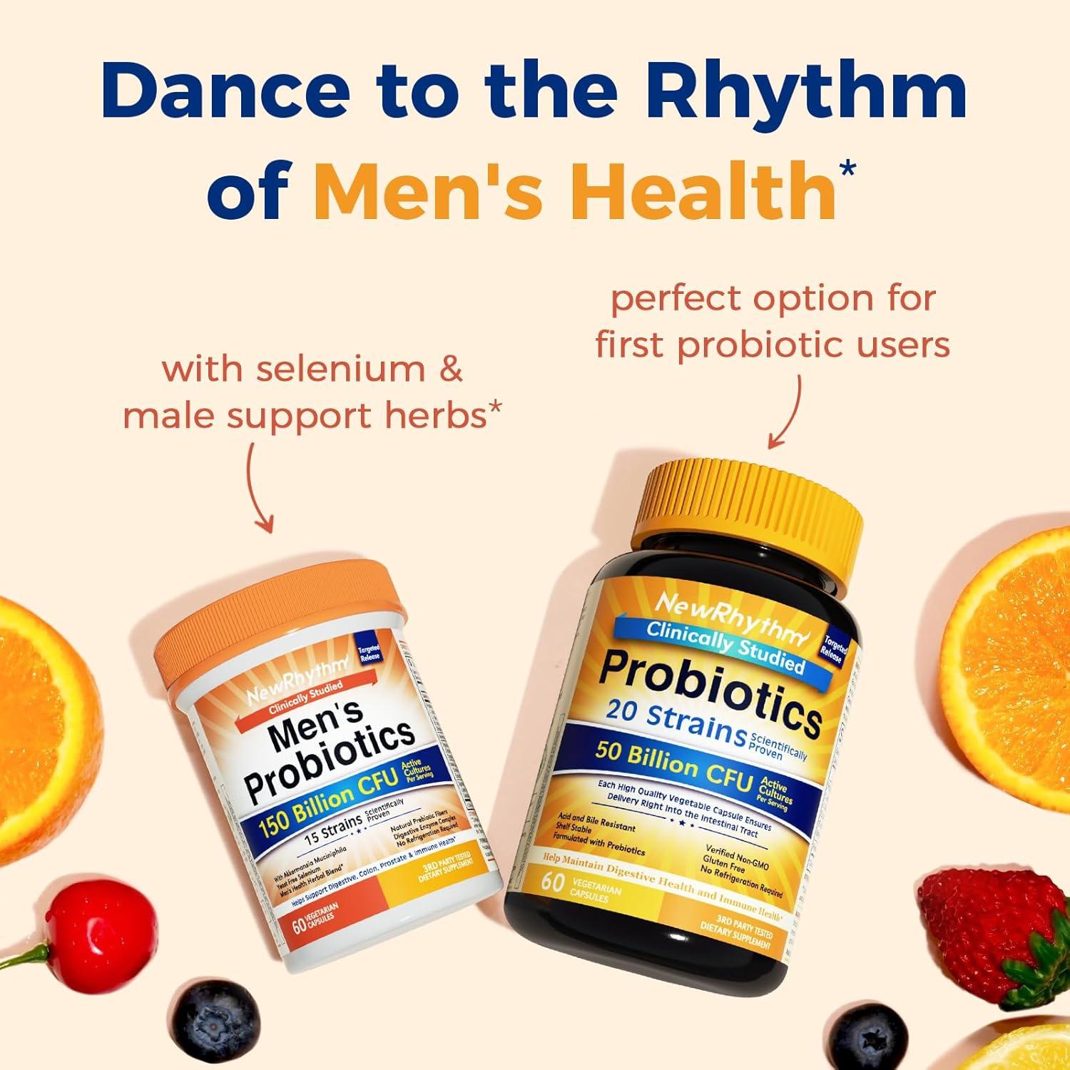 Probioticos NewRhythm para Hombres 150 Mil Millones CFU 60 Capsulas