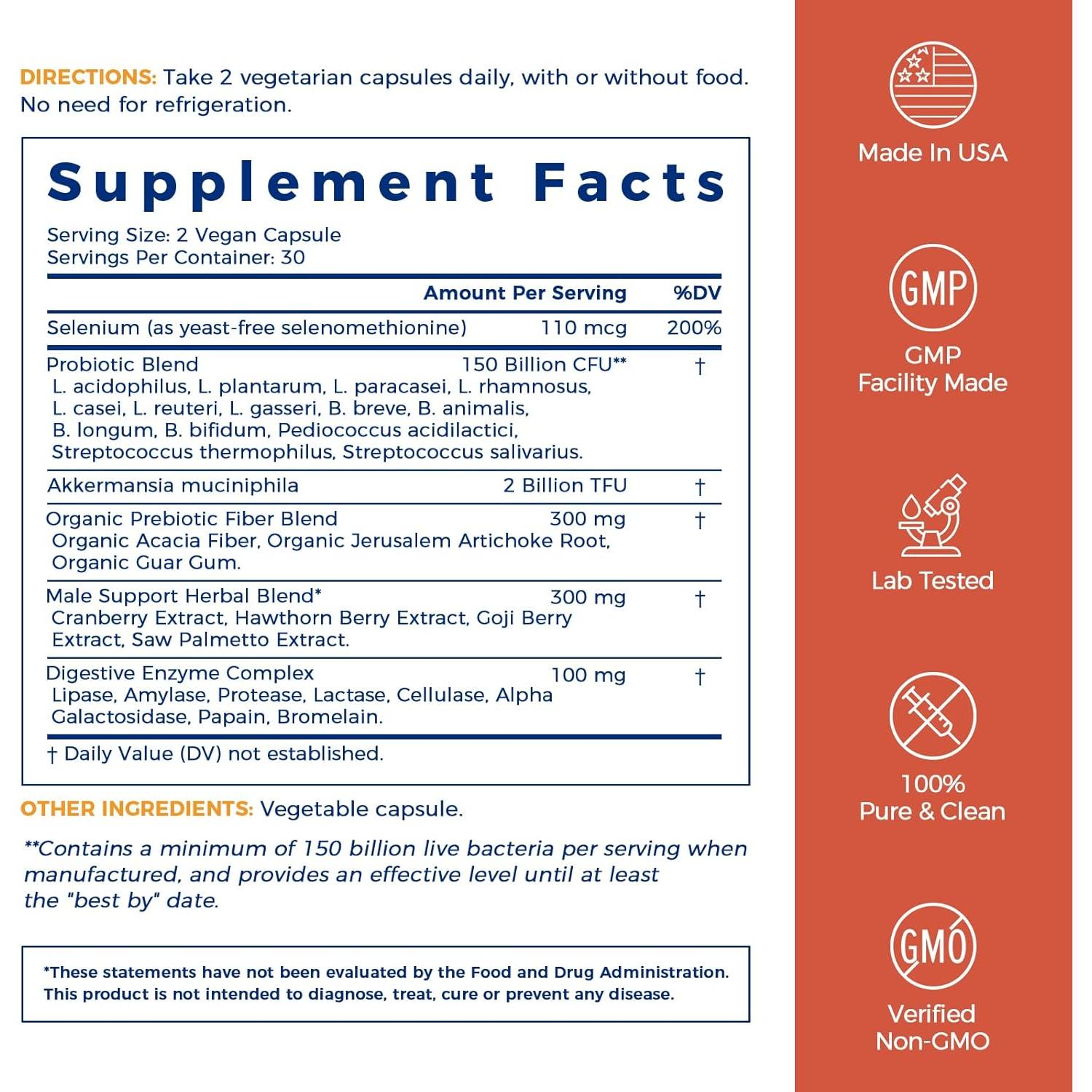Probioticos NewRhythm para Hombres 150 Mil Millones CFU 60 Capsulas