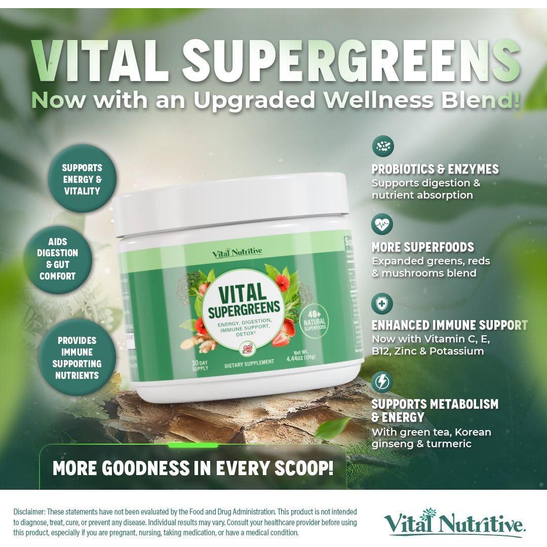 Polvo de Superalimentos Vital Greens - 40+ Superverdes Veganos