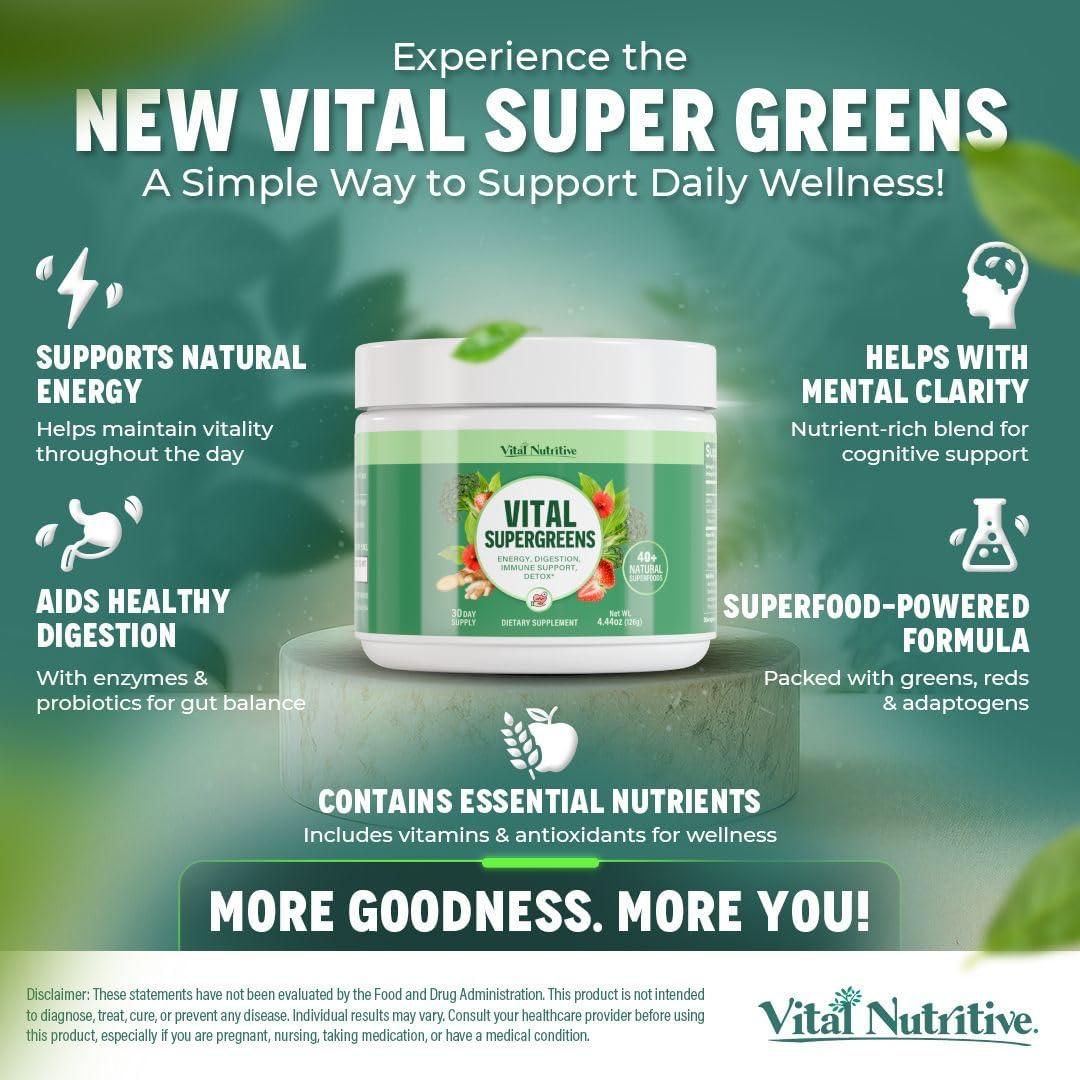 Polvo de Superalimentos Vital Greens - 40+ Superverdes Veganos