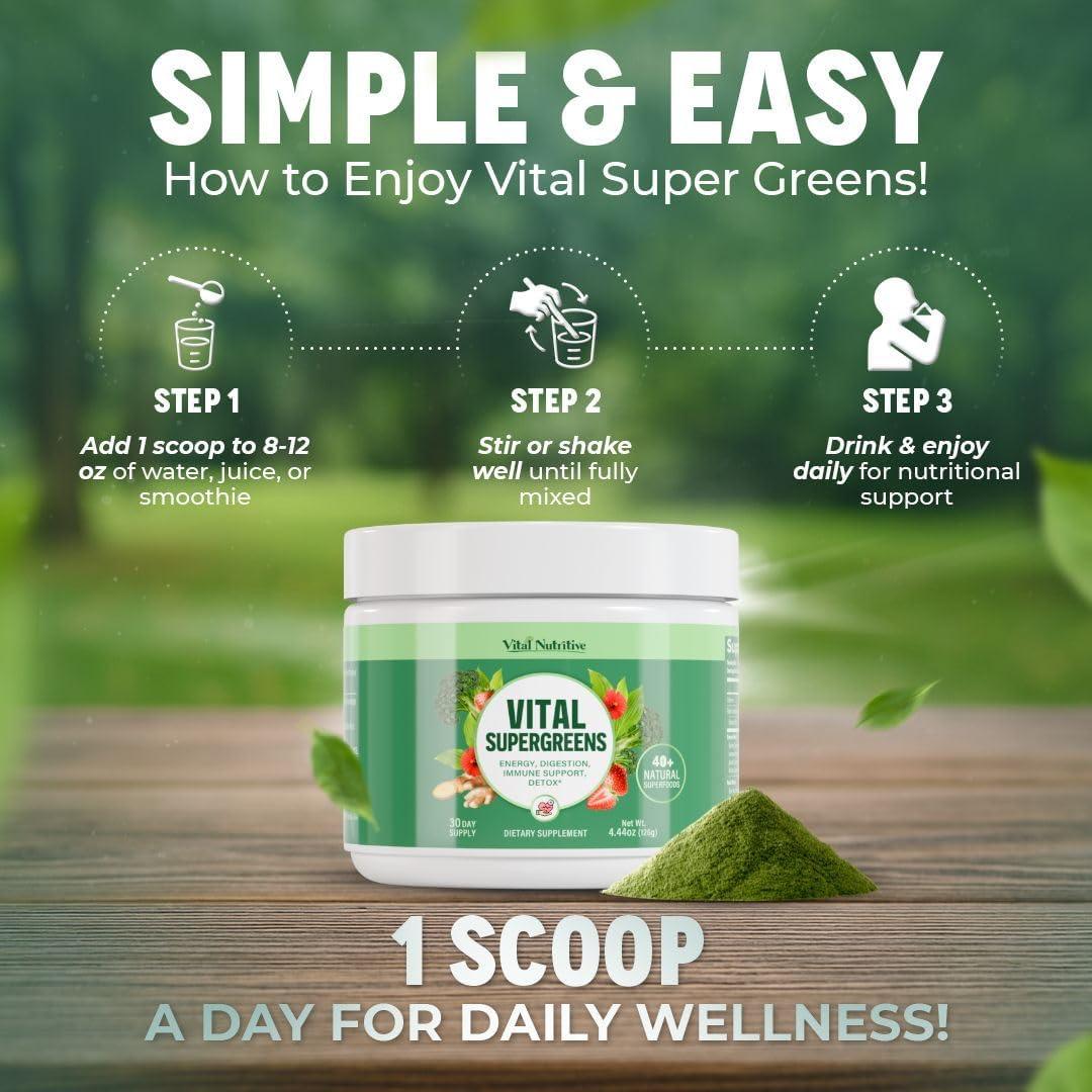 Polvo de Superalimentos Vital Greens - 40+ Superverdes Veganos