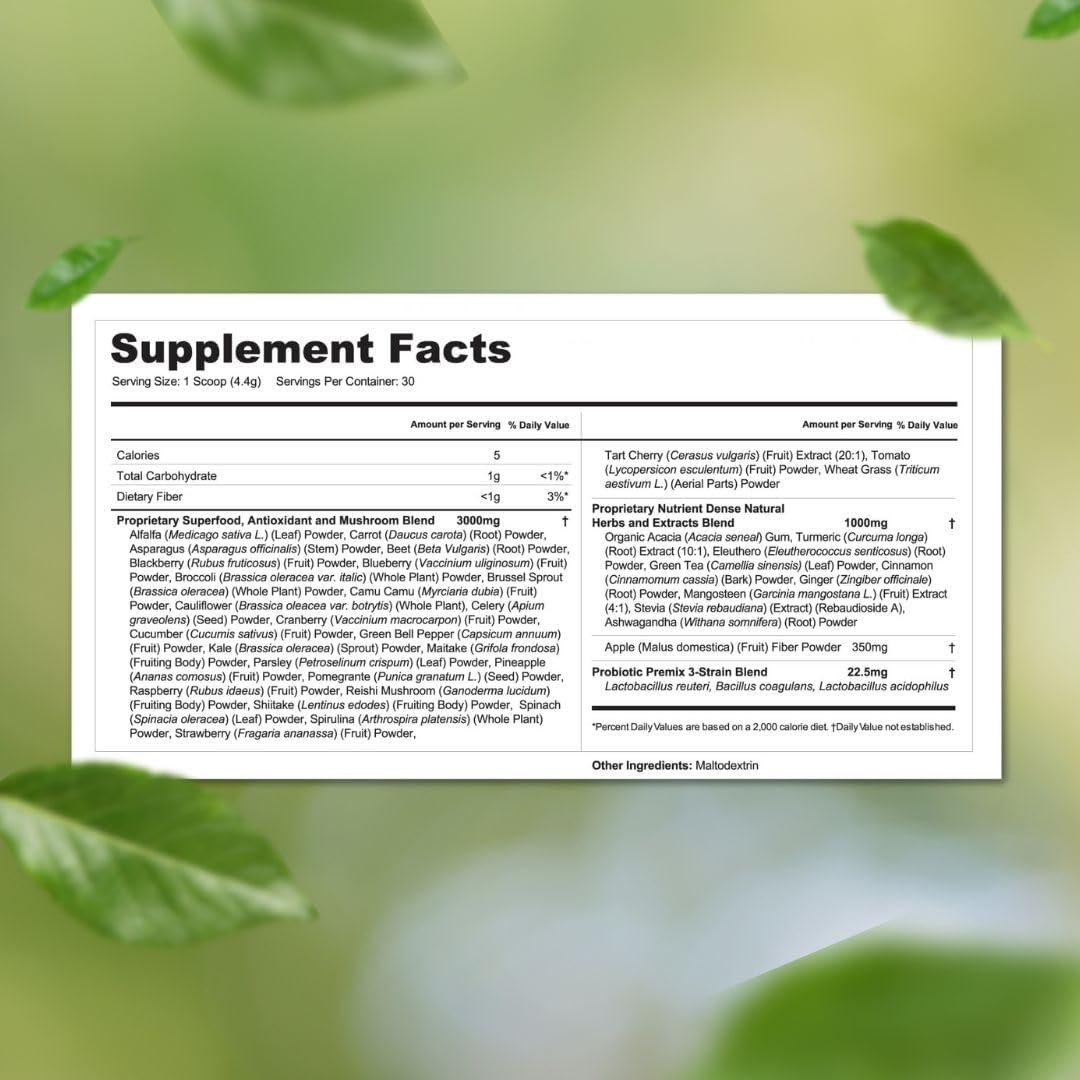 Polvo de Superalimentos Vital Greens - 40+ Superverdes Veganos