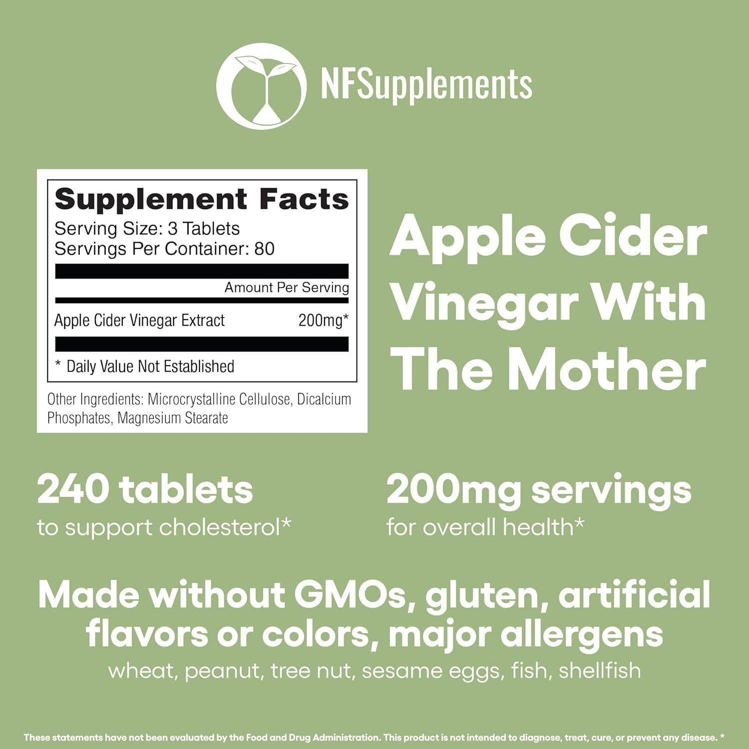 Suplemento de Vinagre de Sidra de Manzana Natural Foundation 240 Tabletas