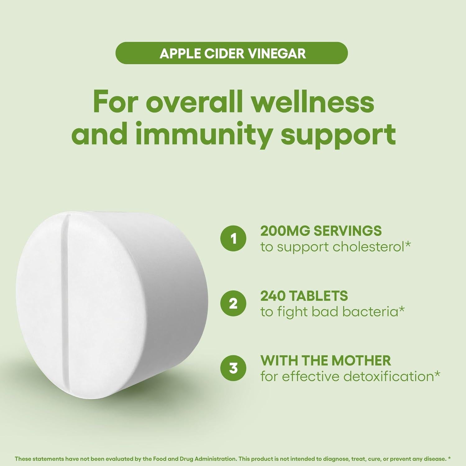 Suplemento de Vinagre de Sidra de Manzana Natural Foundation 240 Tabletas