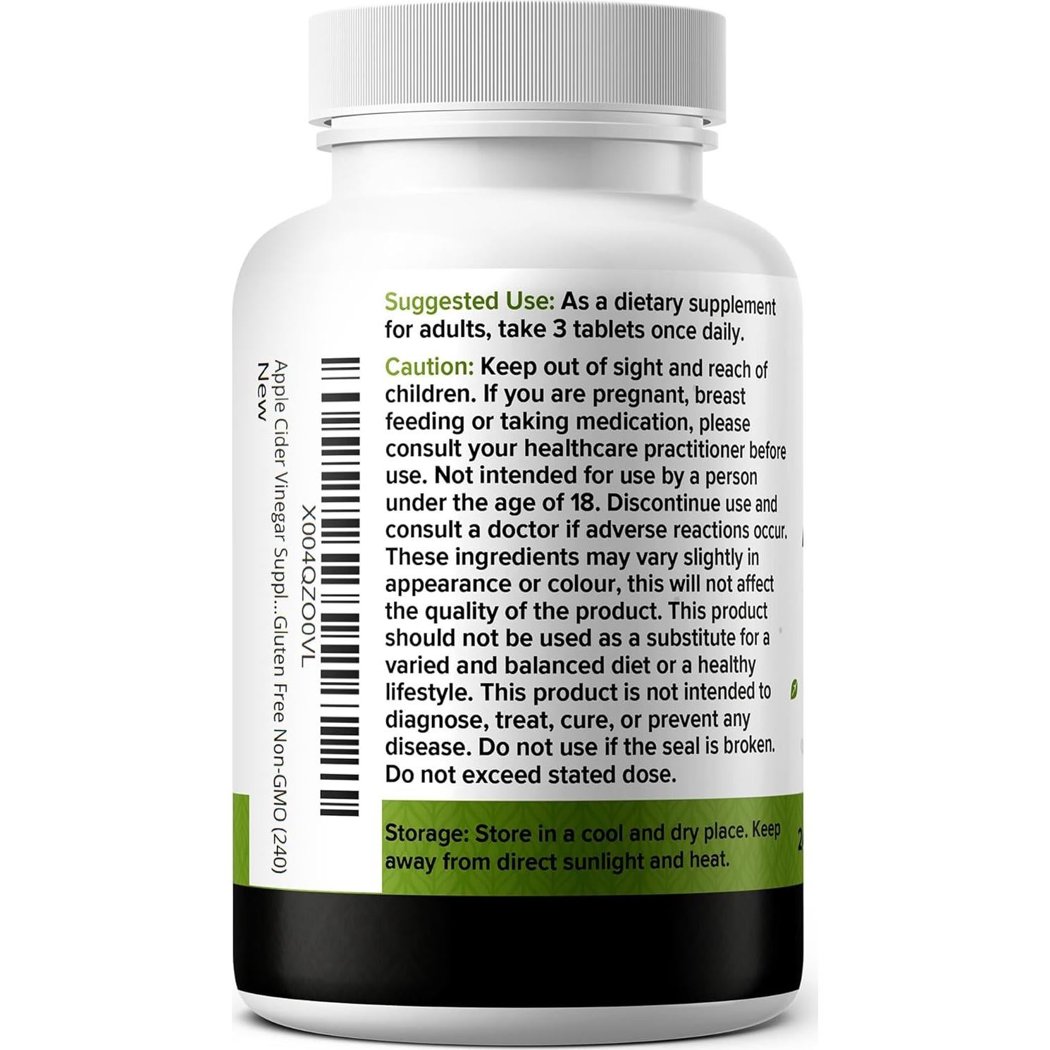 Suplemento de Vinagre de Sidra de Manzana Natural Foundation 240 Tabletas