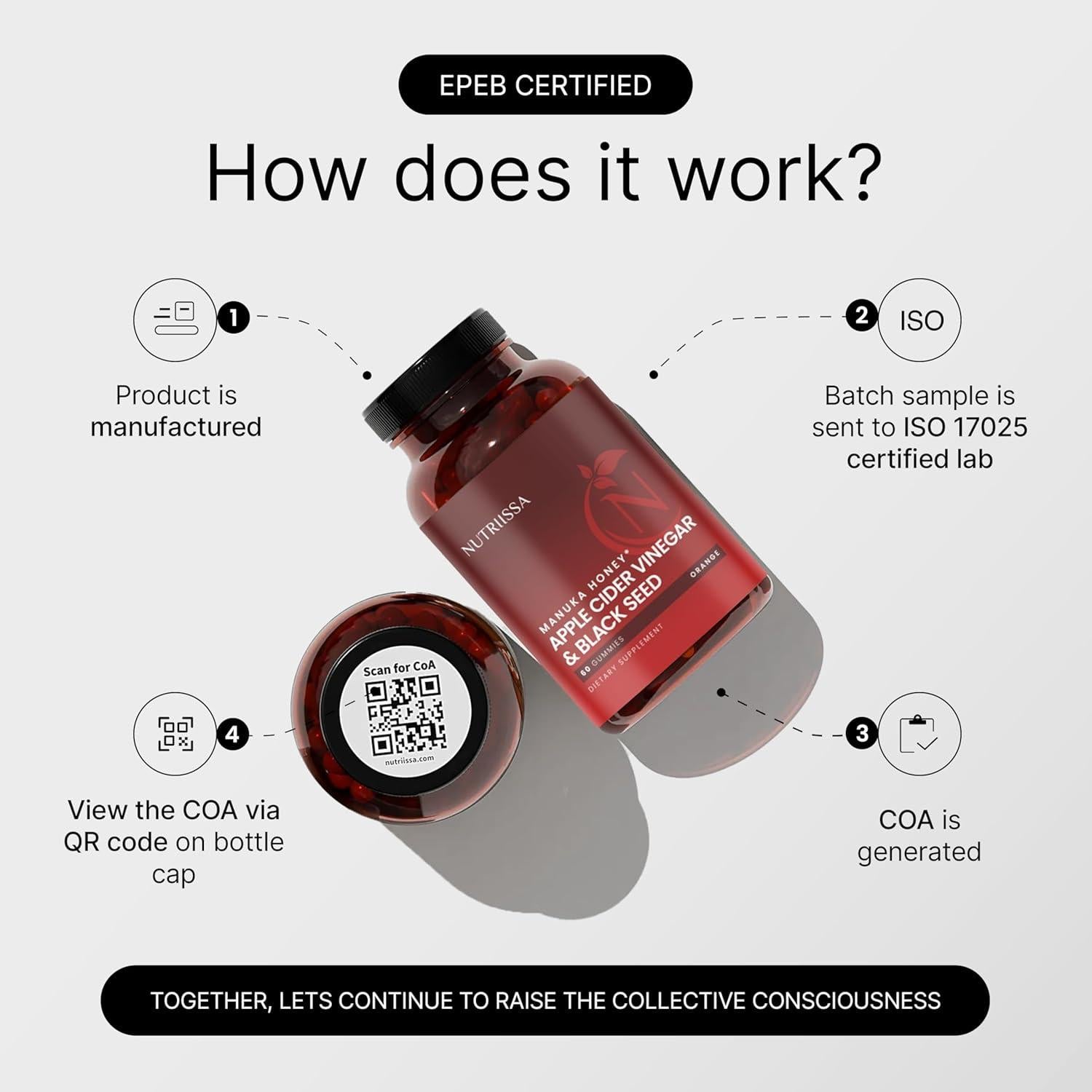 Gomitas de Vinagre de Sidra de Manzana Nutriissa - 60 Unidades