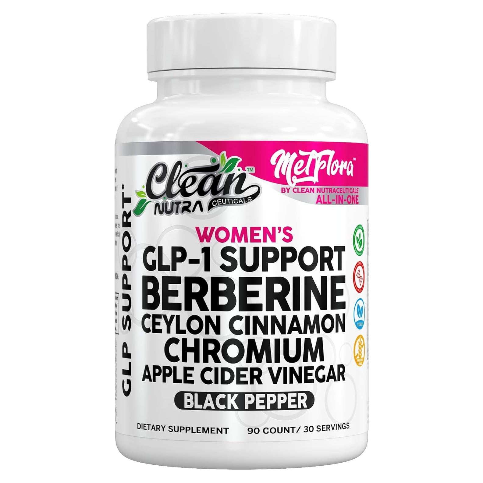 Suplemento GLP-1 Clean Nutra 90 Cápsulas Berberina Canela