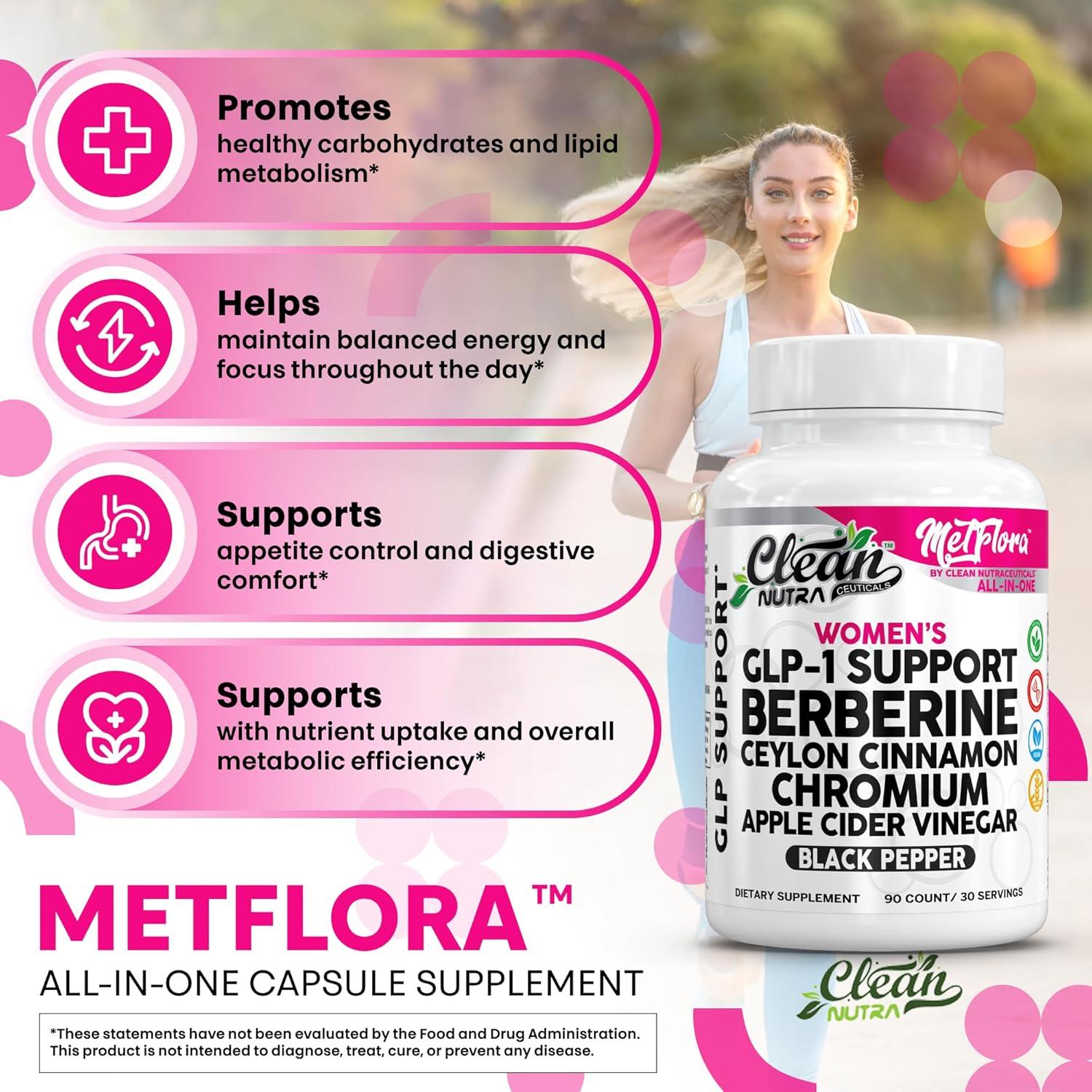 Suplemento GLP-1 Clean Nutra 90 Cápsulas Berberina Canela