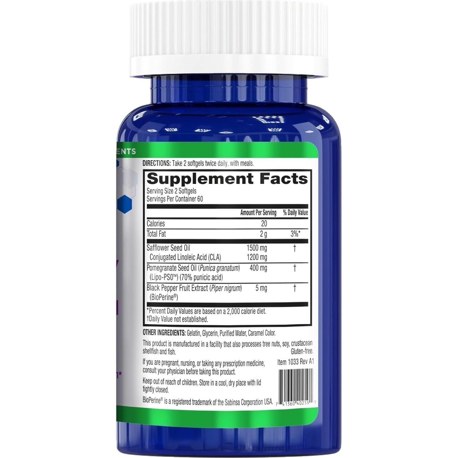 Suplemento Tónico BioTrust BellyTrim XP CLA 60 Porciones