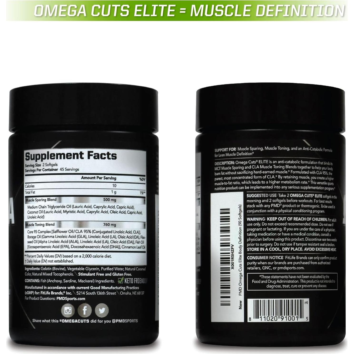 Suplemento PMD Omega Cuts Elite 90 Cápsulas para Pérdida de Grasa