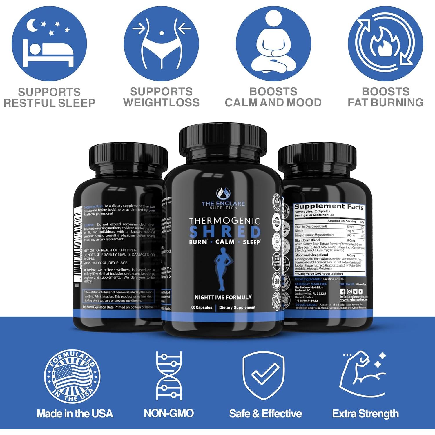 Termogénico Shred Enclare 68g - Quemador de Grasa Nocturno