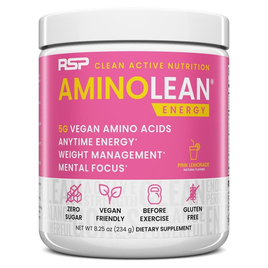 RSP Nutrition AminoLean Polvo Pre Entrenamiento 245g Limonada Rosa