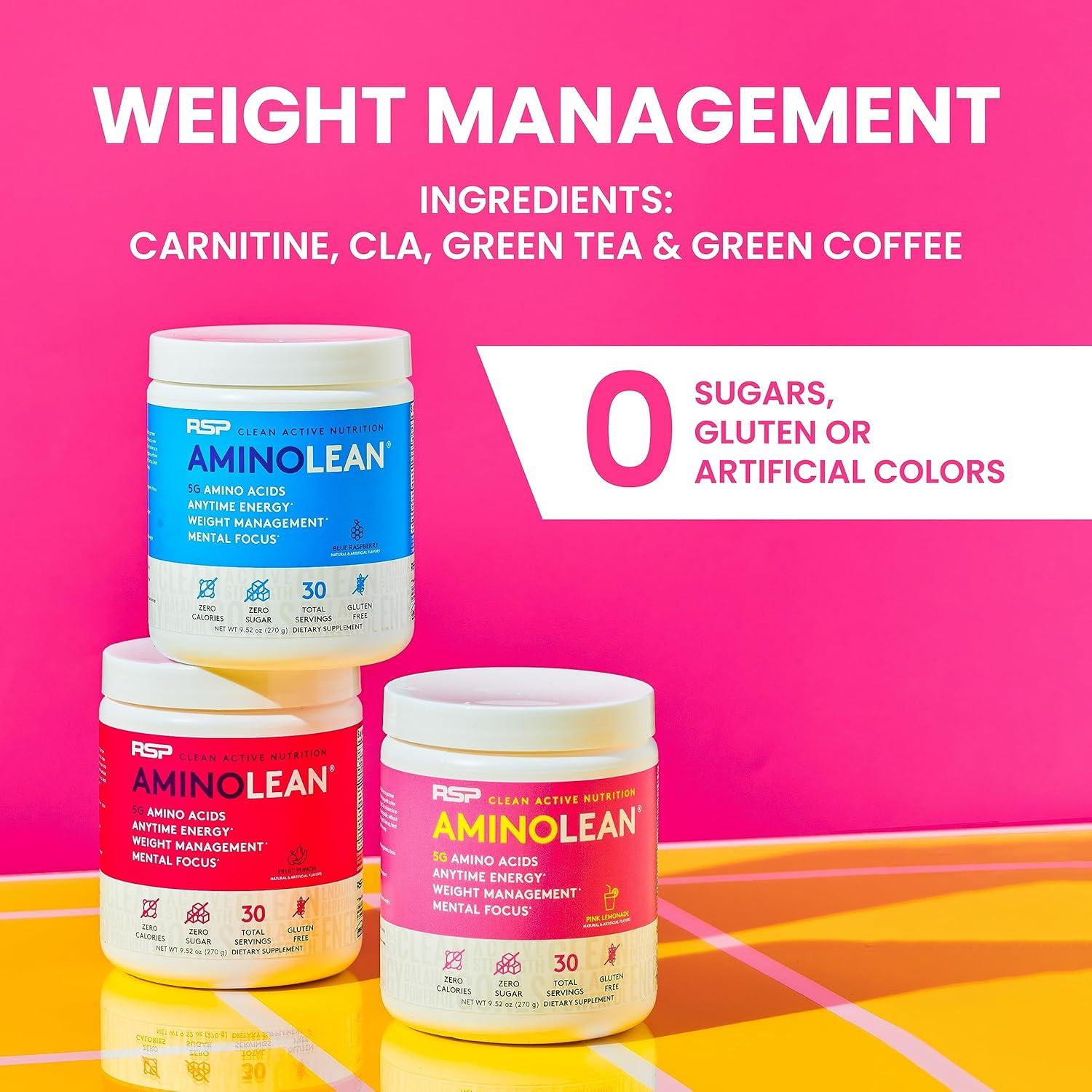 RSP Nutrition AminoLean Polvo Pre Entrenamiento 245g Limonada Rosa