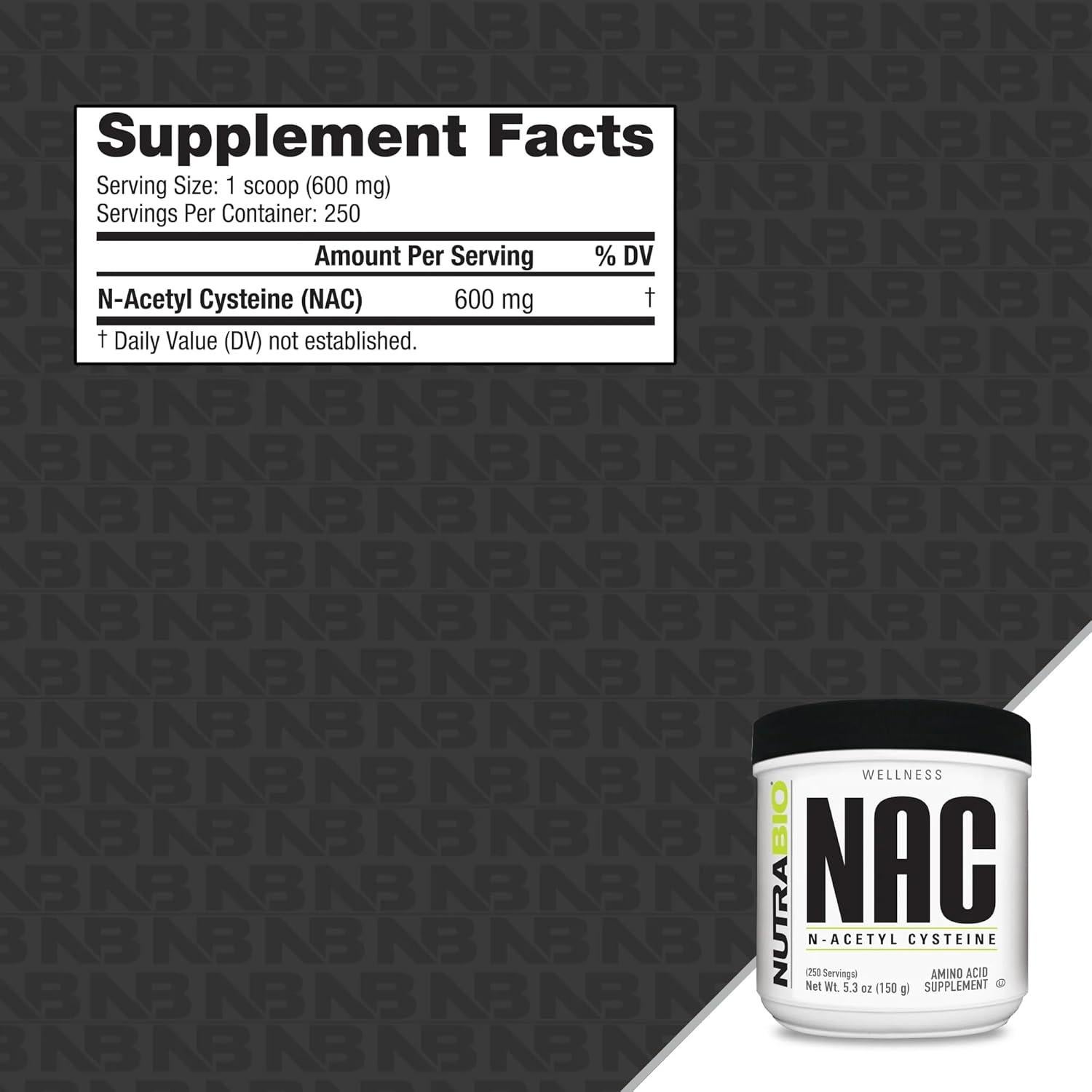 Suplemento N-Acetil Cisteína NutraBio 150g - Antioxidante