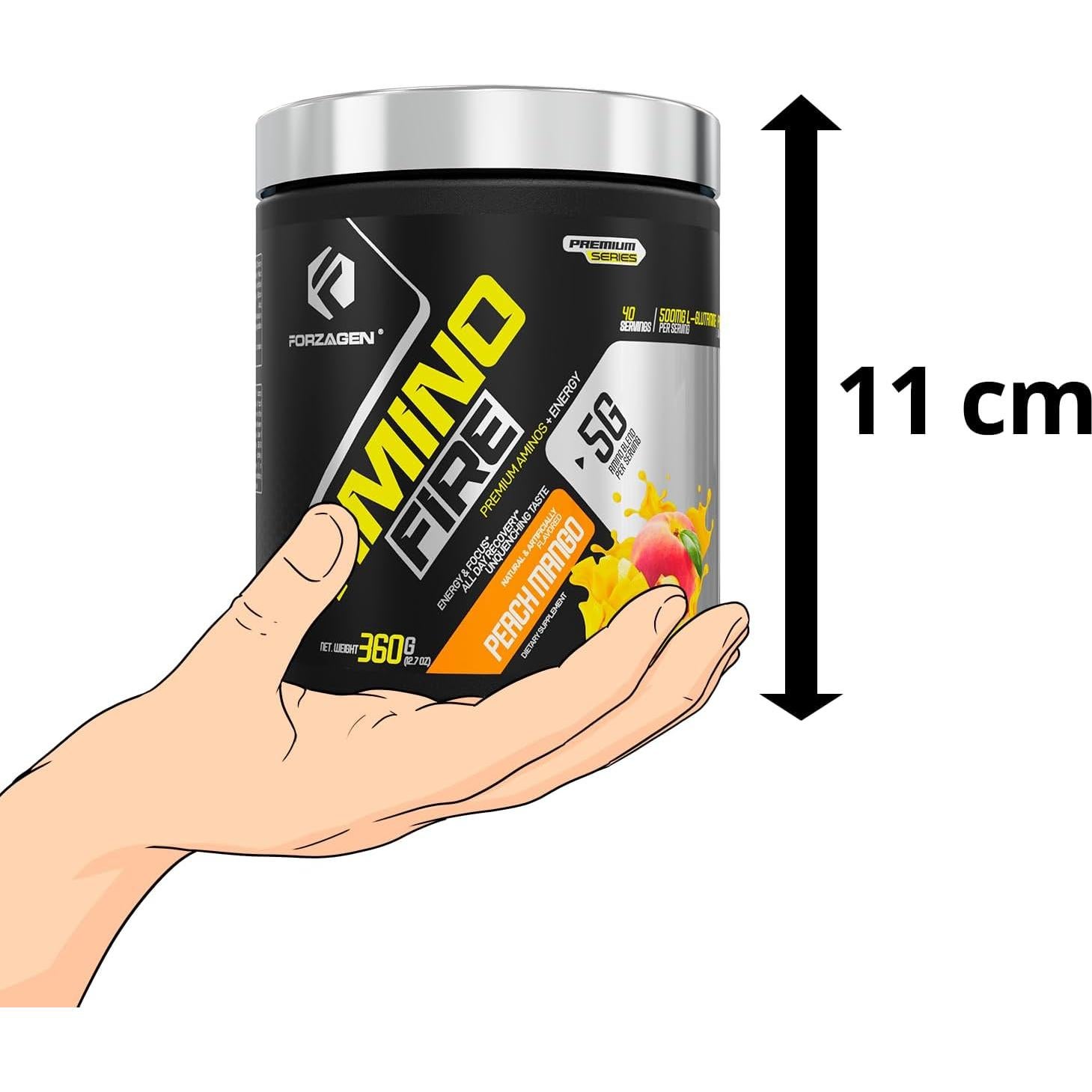 Forzagen Amino Fire - Polvo de Aminoácidos Pre-Entrenamiento Durazno Mango 40 Porciones