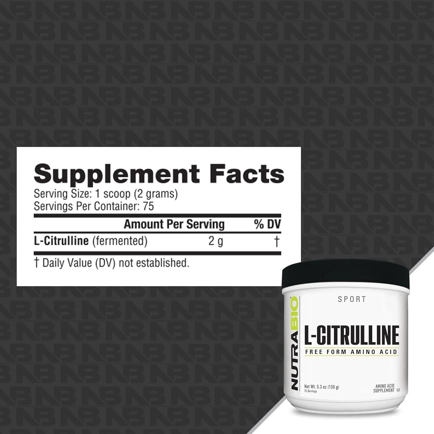 NutraBio L-Citrulina 150 g - Aminoácido Libre para Rendimiento