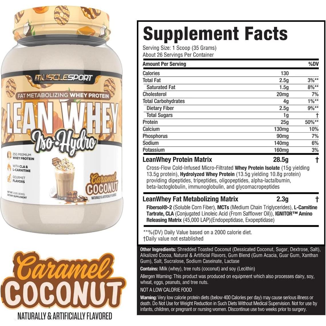 Musclesport Lean Whey Revolution 0.91kg Proteína Suero Caramelo