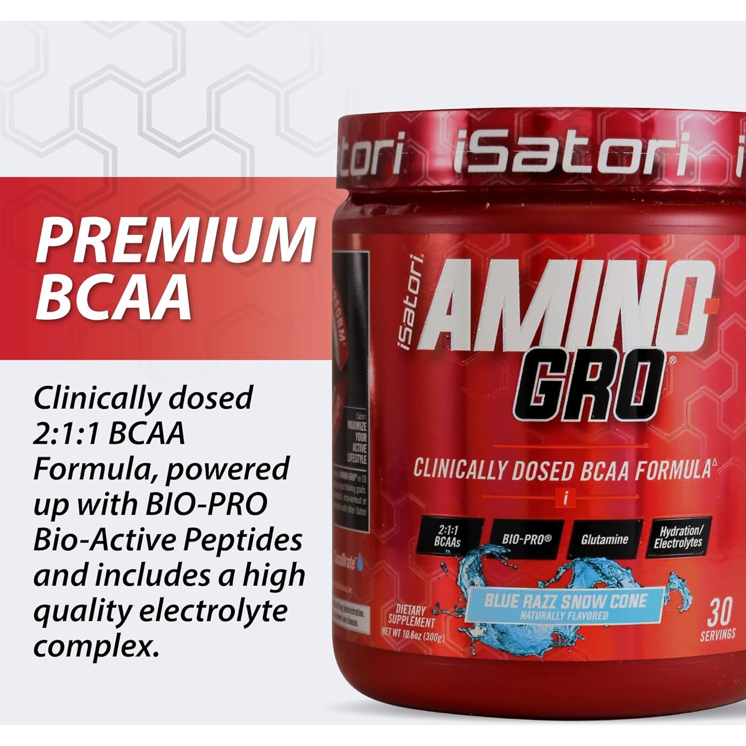 iSatori Amino-GRO BCAA 340g Sabor Blue Razz - Recuperación Muscular