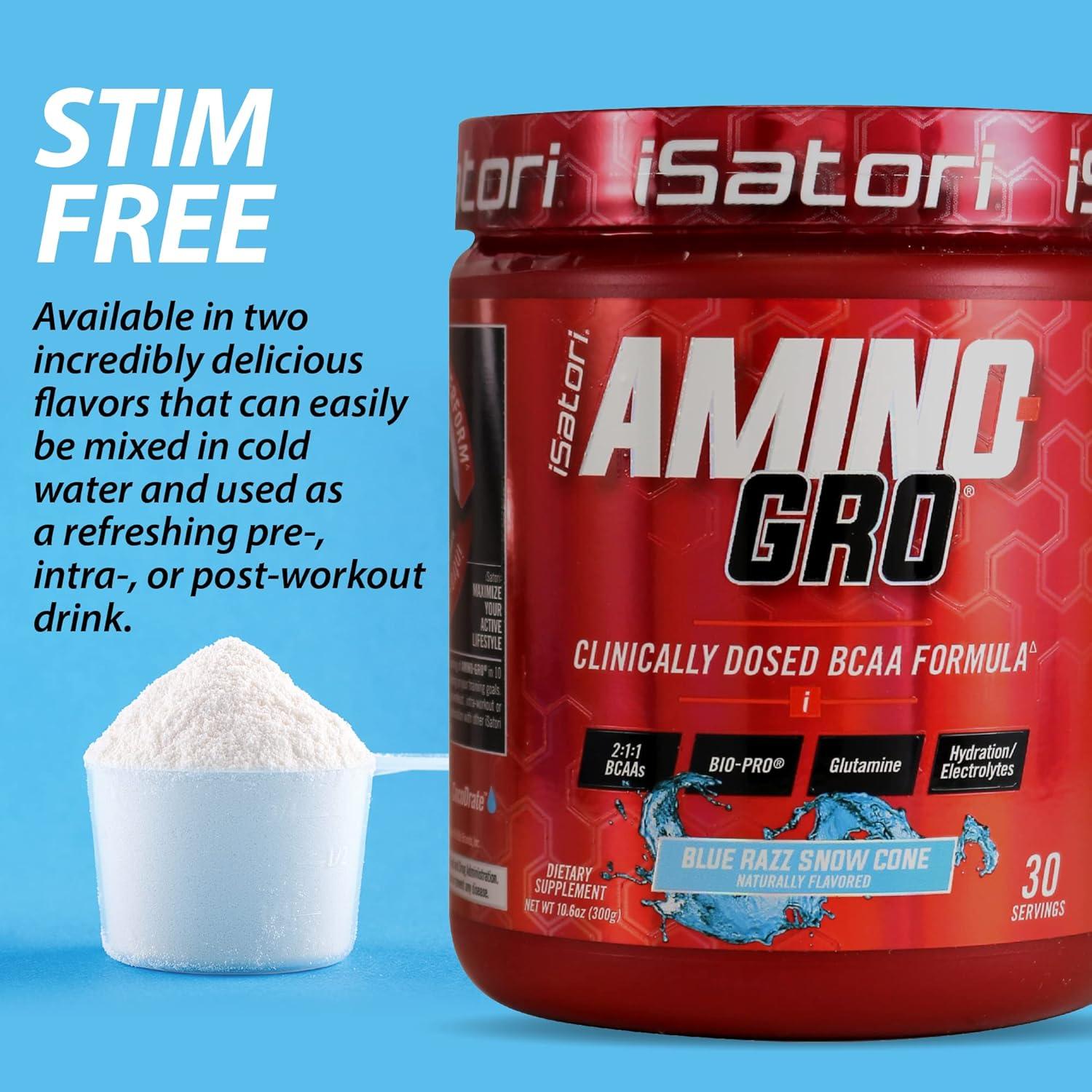 iSatori Amino-GRO BCAA 340g Sabor Blue Razz - Recuperación Muscular