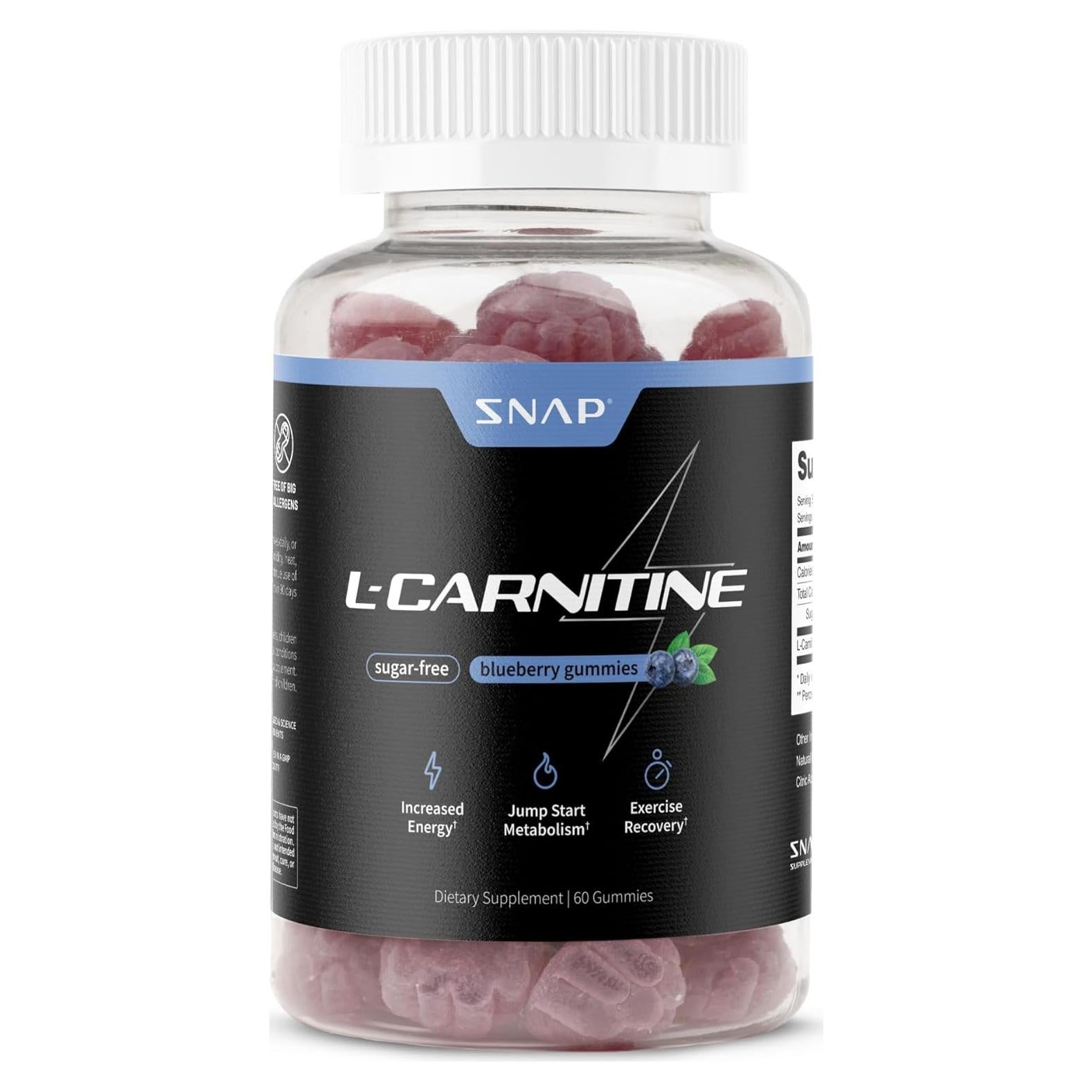 Gominolas L-Carnitina 500mg Snap Supplements - Sin Azúcar, 60 Unidades