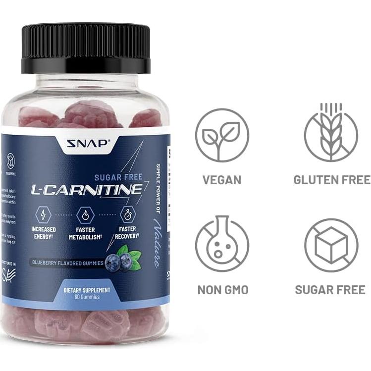 Gominolas L-Carnitina 500mg Snap Supplements - Sin Azúcar, 60 Unidades