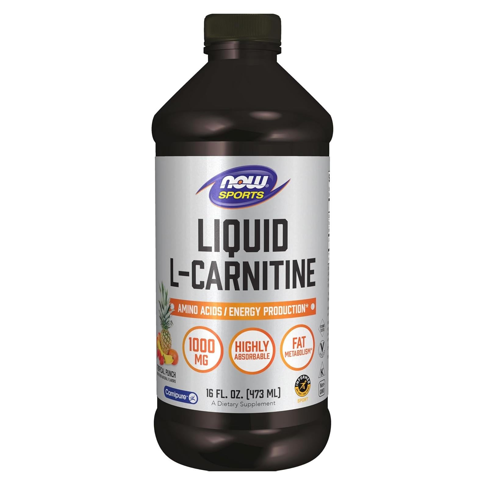 L-Carnitina Líquida NOW Sports 1000 mg Sabor Tropical 473 ml