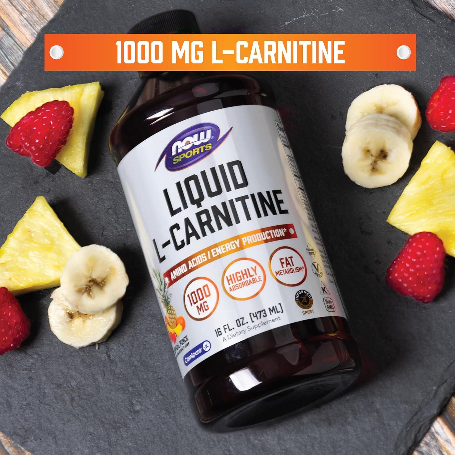 L-Carnitina Líquida NOW Sports 1000 mg Sabor Tropical 473 ml